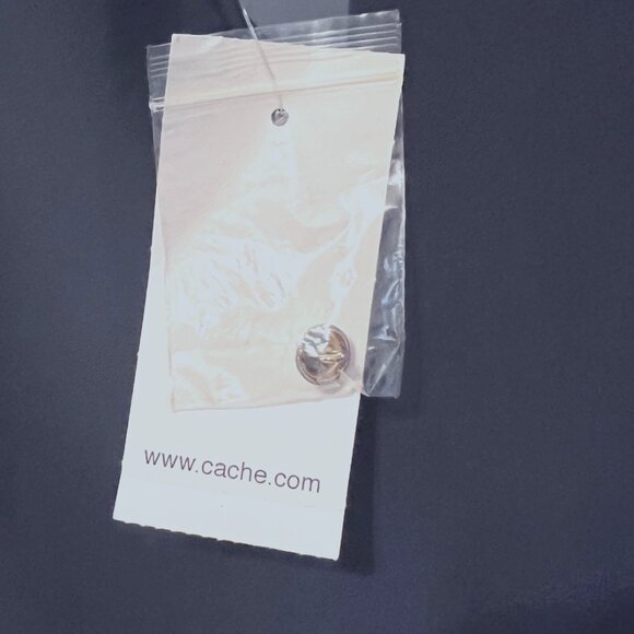 Cache-NWT-Navy Mesh/Gold/Silver Beaded Sleeveless Top-Sz. Medium-Fancy-Built Bra - Picture 10 of 13